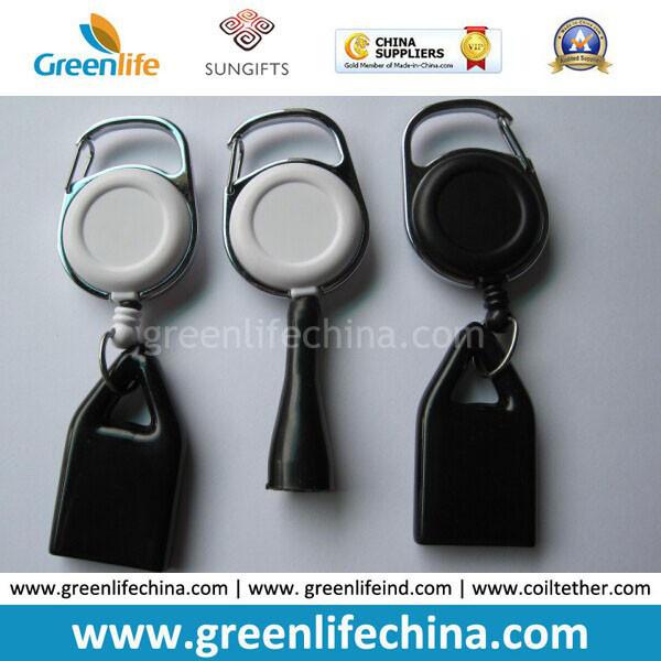 Quality Round Carabiner Plastic Badge Reel with Black Lighter Holder for sale