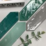 Hand Made Art Long Hexagon Green Mosaic Tiles For Bathroom Kitchen