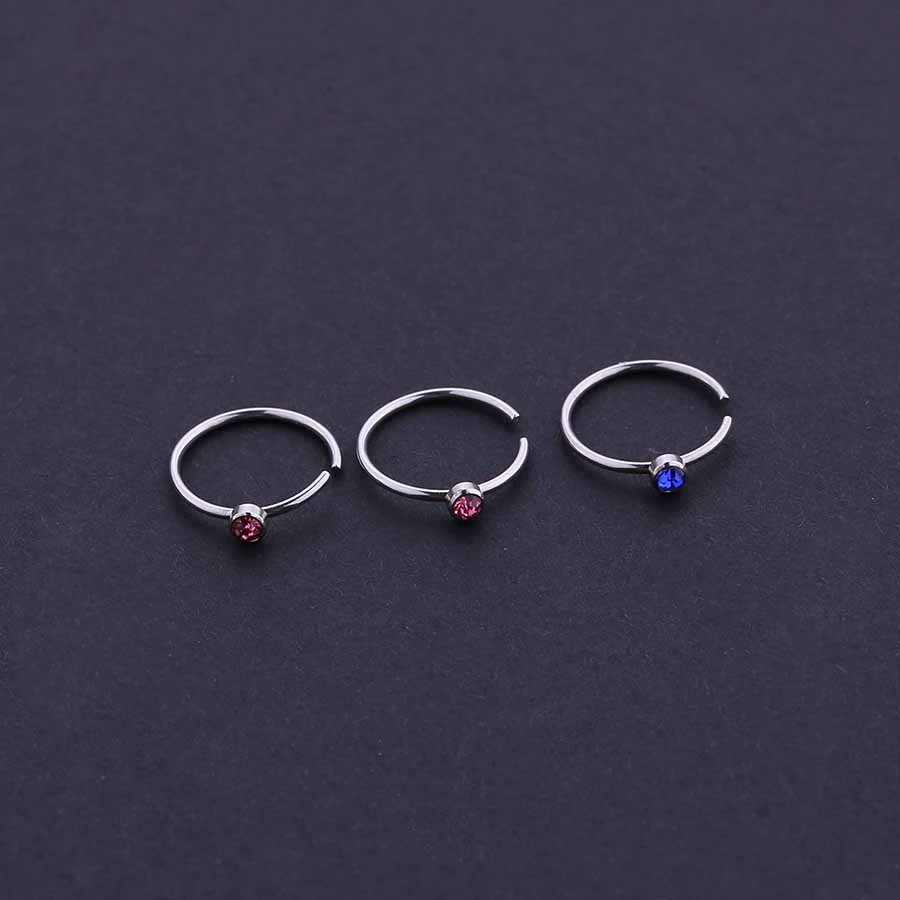 New Style Body Piercing Jewelry Synthetic Opal Nose Hoop Rings Set