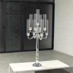 Cylinder Crystal Candle Holder Wedding Centerpieces 9 Arms Glass