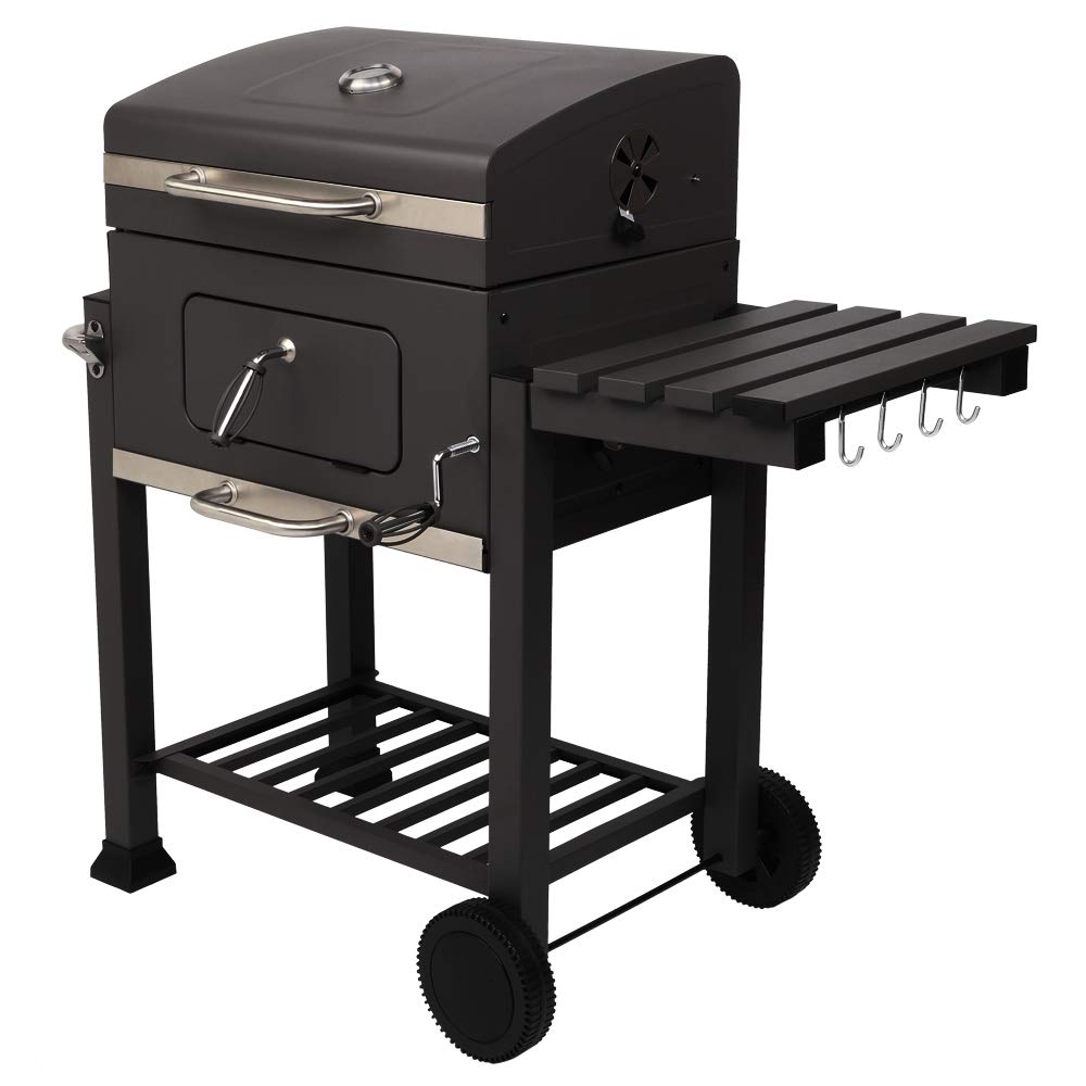 Portable Household Coarse Charcoal BBQ Grill with Foldable Picnic Shelf and Cooking Grid