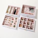 Square Luxury Pink Black Leather Jewelry Set/Ring/Earring/Necklace/Bracelet