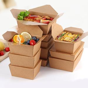 Wholesale Custom CMYK Printing Kraft Cardboard Take Away Paper Box for Picnic Food Packaging from china suppliers