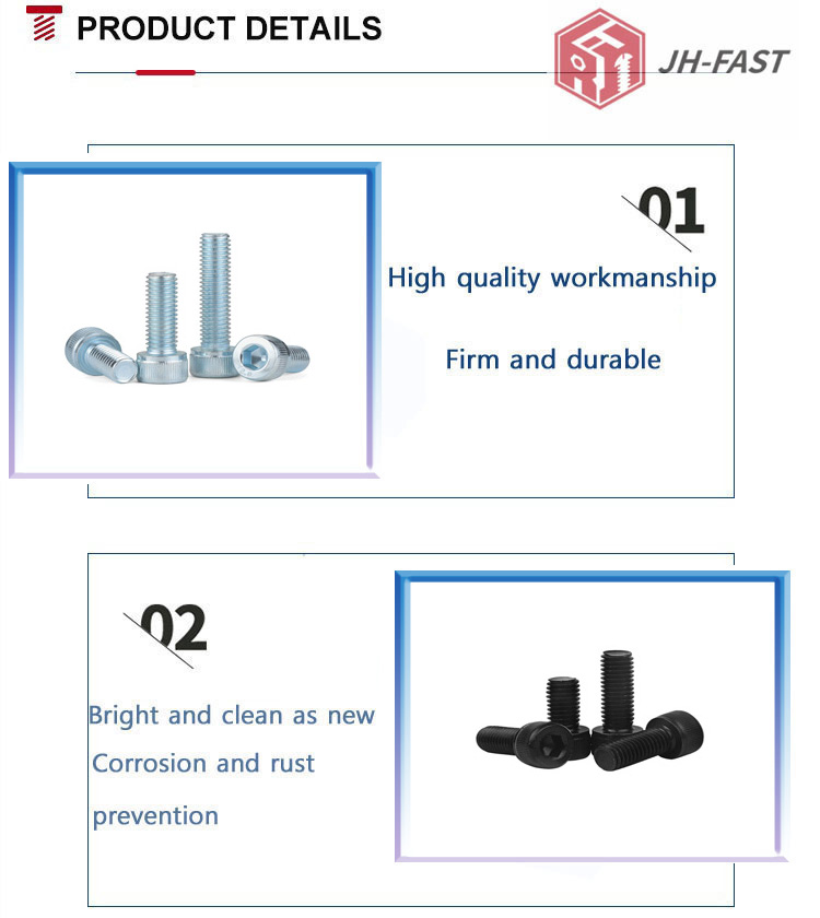 High Practicability M6 x 70 mm Hex Head Button Black Zinc Finish Allen Key Screw for Steel Industry Din 912