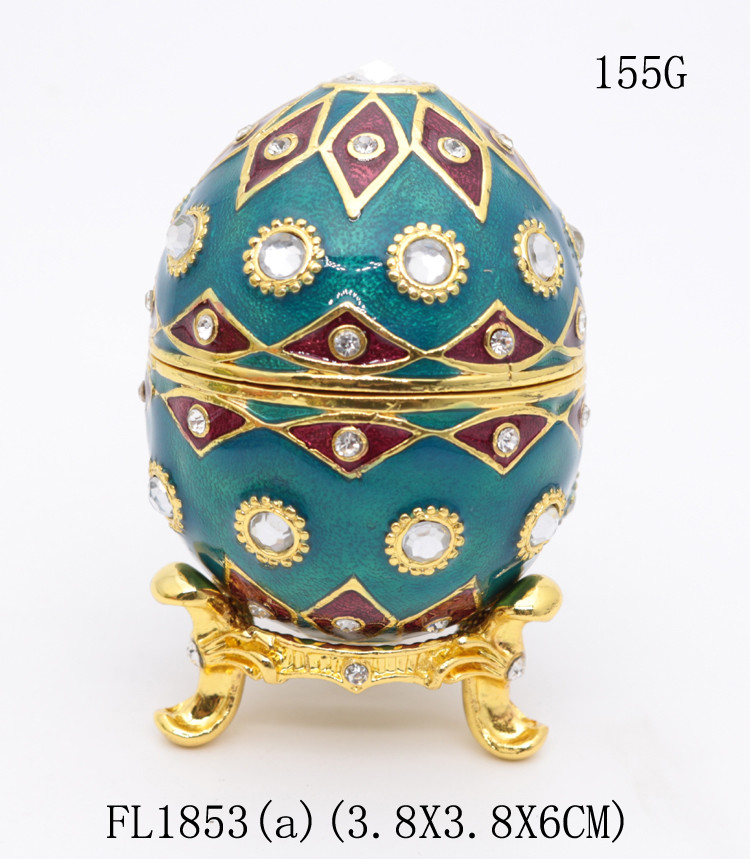 Faberge Egg Style Decorative Enameled Trinket Box Classic Russian Egg Jewelry Box Collectibles Unique Easter Egg Gift