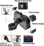 Motorcycle 360 rotation Qi 1.5A 15W Wireless Phone Charger