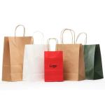 Recyclable Shopping Kraft Brown Paper Bag Flat Handle Food Packaging Takeaway