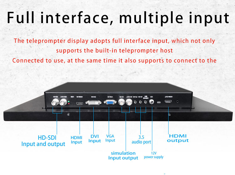 21 Inch Single Screen Studio Teleprompter with Tempered Beam Splitter Glass and Font