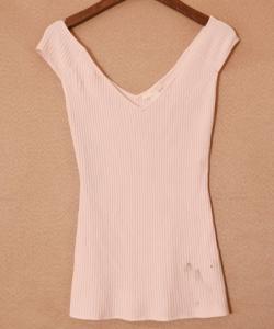 Wholesale Summer Slim Fit V Neck Vest Top Womens 78% Cotton 22% Nylon from china suppliers