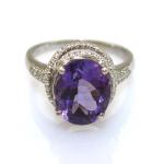 Fashion Jewelry 925 Silver Ring 9mmx11mm Blue Topaz CZ Diamonds Ring (R236)