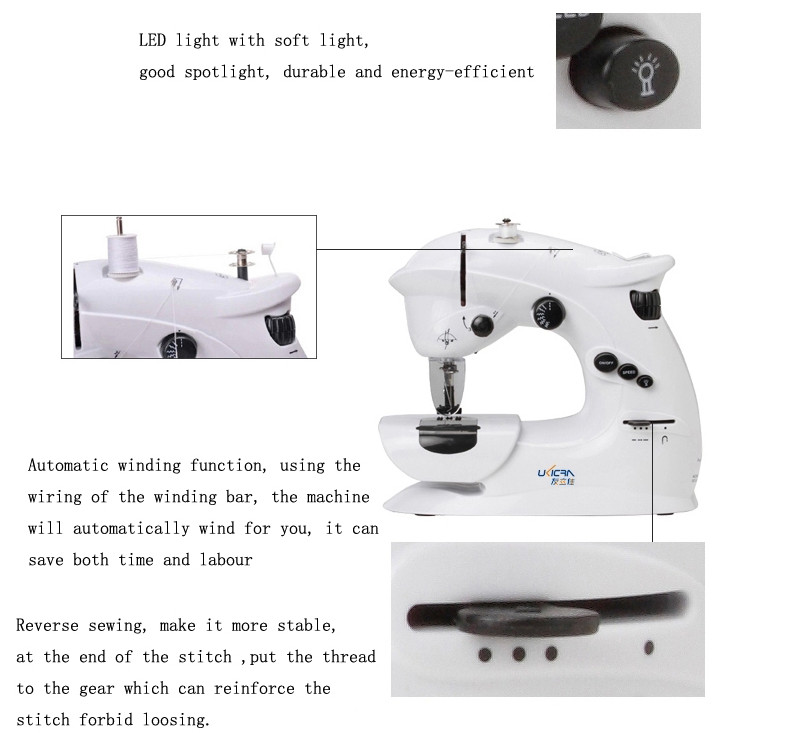 Lock Stitch Multi-function Mini Domestic T-shirt Sewing Machine UFR-403 with Retail