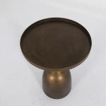 Living Room Round Small Stainless Steel End Table With Antique Bronze Metal Base