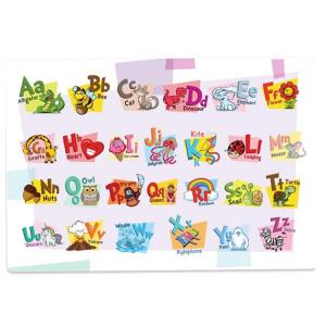 Wholesale Disposable 12X18&quot; 0.05mm Plastic Table Topper Waterproof Cartoon Alphabet Design Baby Placemats from china suppliers