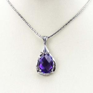 Wholesale Women Jewelry 10mmx14mm Oval Amethyst Cubic Zirconia Drop Pendant(PSJ0399) from china suppliers