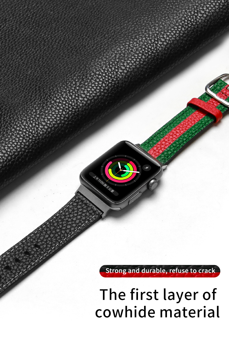 OEM ODM Double Sided Band Leather Watchband for Apple Watch Band 38 40 41 42 44 45mm Strap