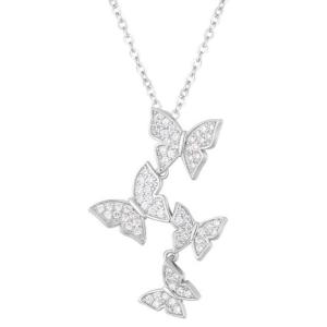 Wholesale 925 Sterling Silver White Gold Plated Micron Pave 4 Butterflies Charm Pendant For Women from china suppliers