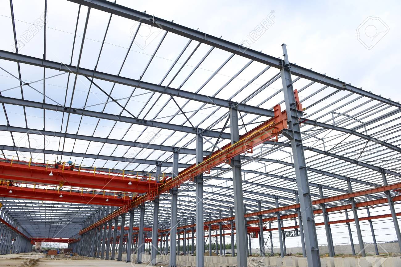 Large Span Heavy Architectural Structural Steel Portal Frame Workshop Plant With Bridge Crane