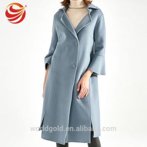 Wholesale Light Blue Ladies Long Wool Coat , Fashion Style Cold Weather Jackets For Women from china suppliers