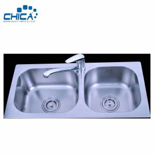 Wholesale SUS304 Stainless Steel Kitchen Sink Press Kitchen Sink Double Bowl Kitchen Sink With Faucet from china suppliers