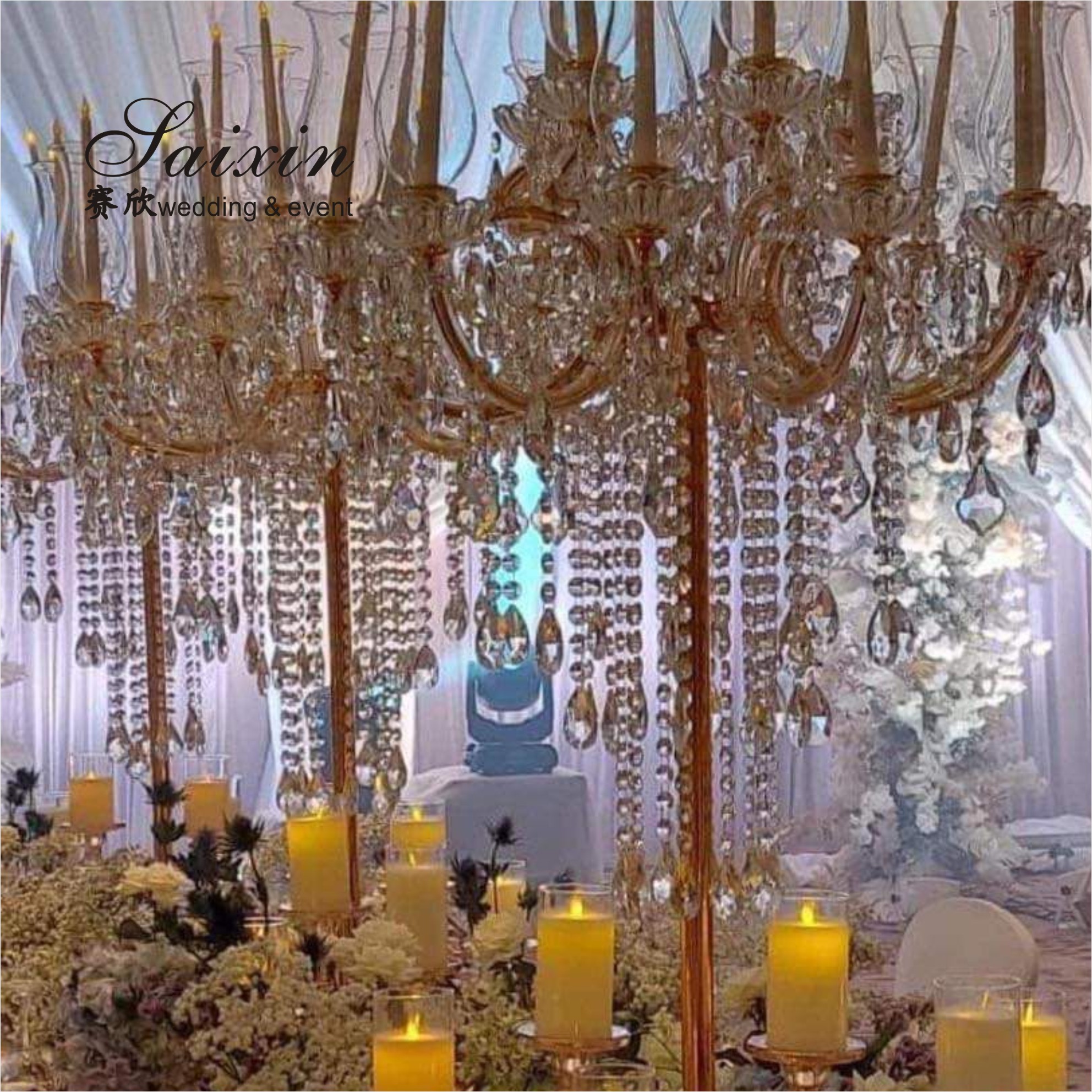 Event Table Decoration Gold Flower Centerpiece Stand Metal 100cm