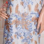 French Luxury Embroidered Lace Fabric / Dress Voile Tulle Lace Fabric Flowers