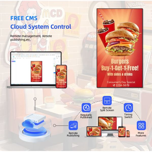 4K UHD Commercial LCD Digital Signage Display for Indoor Digital Poster Media