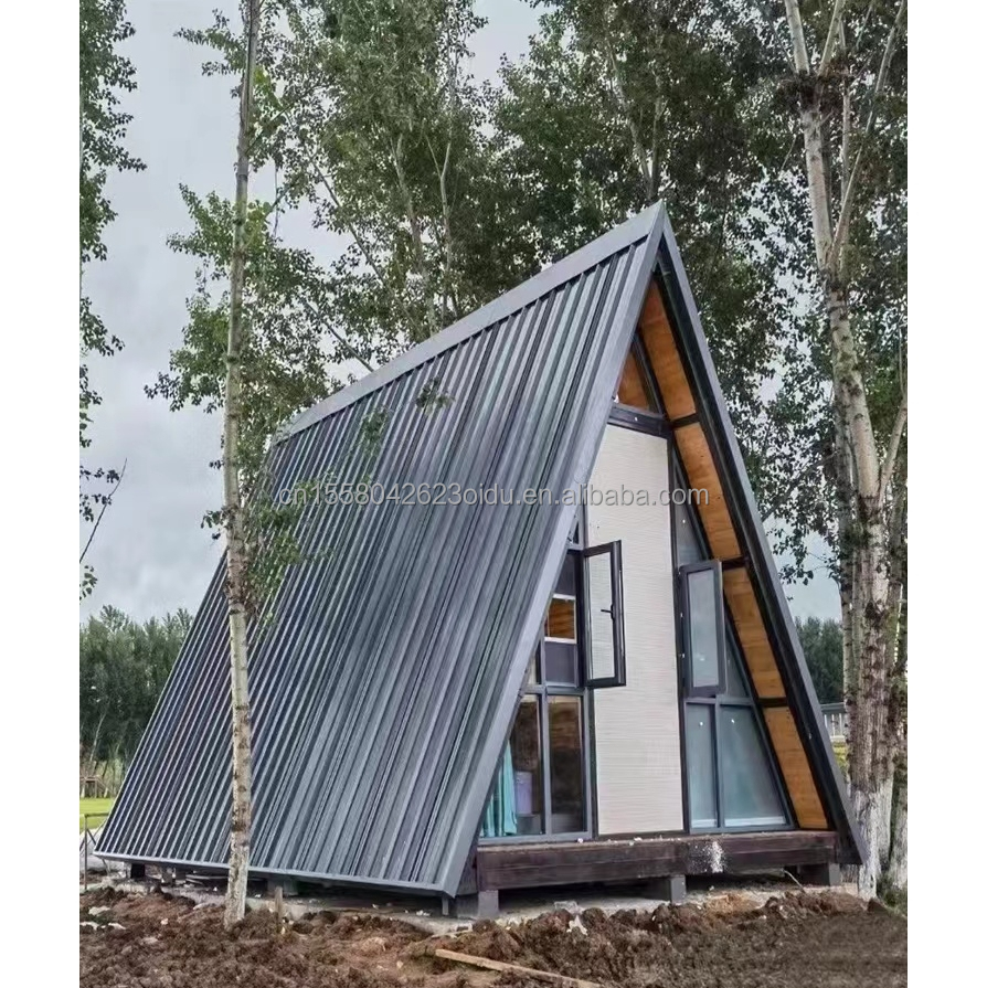 50/75/100mm Wall Wave Sandwich Panel Modern Design Triangular Modular Wooden Prefabricated House for Small Villas Luxury Style