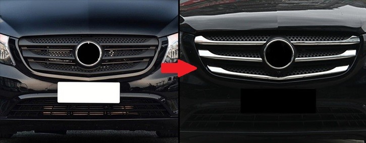 Benz Vito 2016 2017 Auto Body Trim Parts , Front Grille Chrome Garnish
