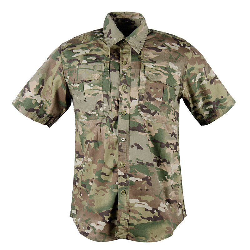 Customizable Polyester/Cotton Men's Camouflage Work Training Suit for Outdoor Hiking