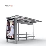 L4200mm W2500mm Stainless Steel Bus Stop Shelter With 6 Sheet Advertising Light