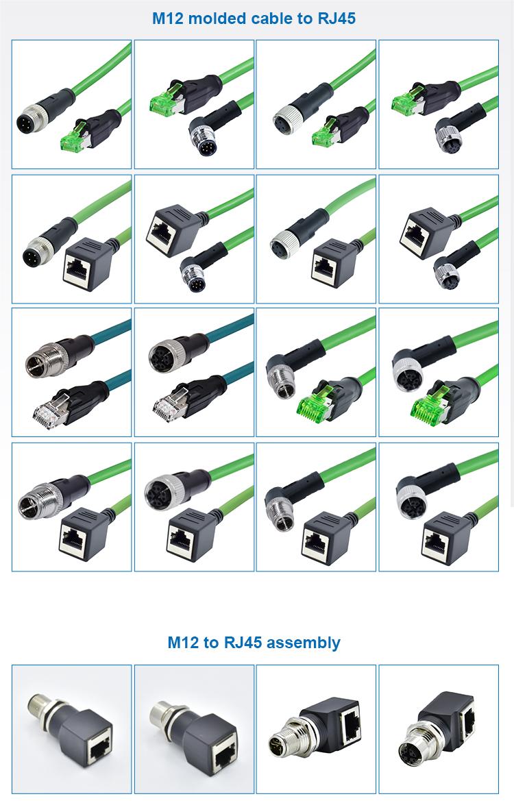 M12 Male / Female Aviation Socket 3/4/5/6/8/12/17-Core Pinhole Connector With Molded Rubber Core