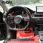 Black Round Led Leather Audi Carbon Fiber Steering Wheel Plain Weave OEM