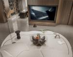 Fadior Modern Stainless Steel TV Cabinet With Vertical Wood Grain Doors And