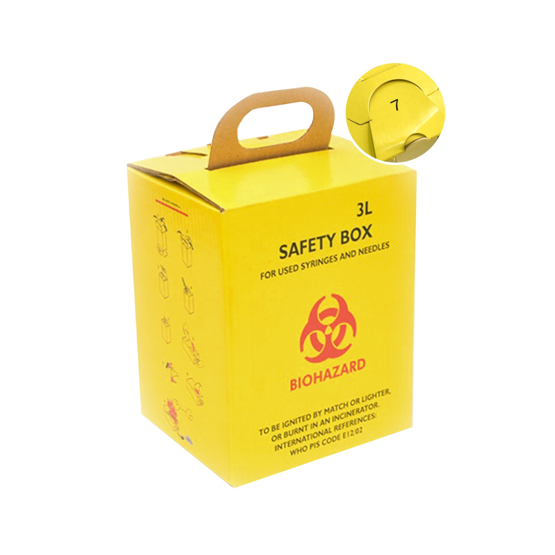 7L Medical Sharps Box Waste Bin Paperboard,Art Paper Material For Hospital