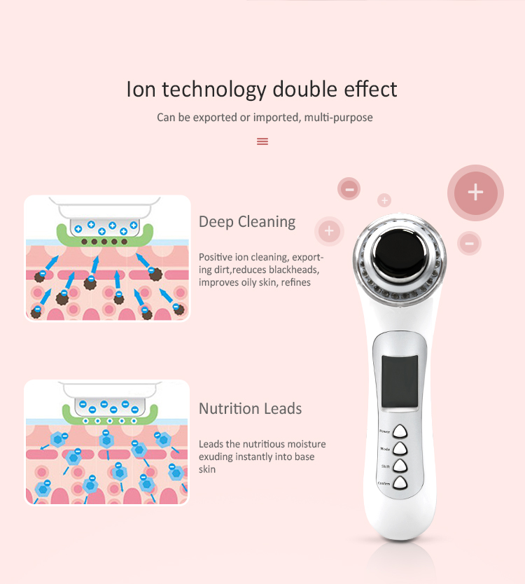 Vibrating Red Green Blue 3Mhz Ultrasonic Ion Face Lift Massager Portable
