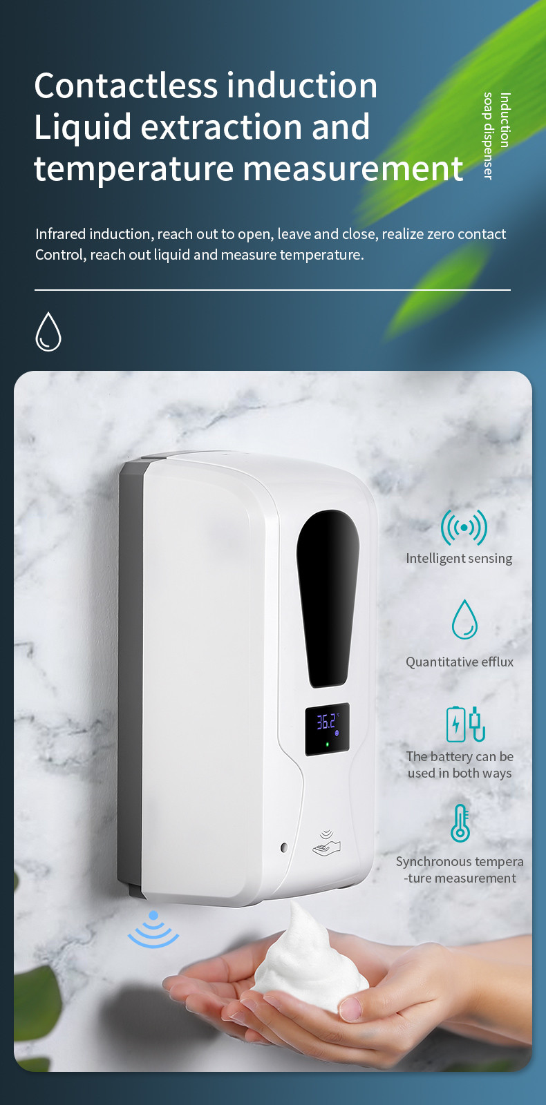KZ208E Hygiene Infrared Sensor Activated Soap Dispenser 1000ml For No Touch Washing