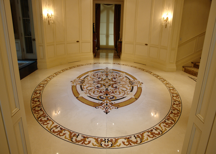 Commercial Mosaic Floor Medallions , Modern Design Waterjet Floor Medallions