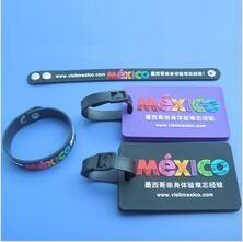 Custom Advertising Logo Visit Mexico Travel Souvenir Wristband and Luggage Tag