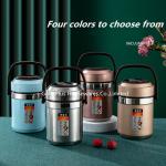 Promotional adults lunch box vacuum insulated thermos food jar 2.0L tiffin lunch