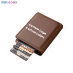 Leather Business Pop Up Magnet Rfid Credit Wallet With Metal Box For Id Card Men