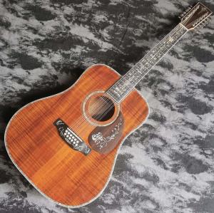 Wholesale 41 inch 12 strings full KOA wood D45 series glossy lacquer acoustic wood guitar from china suppliers