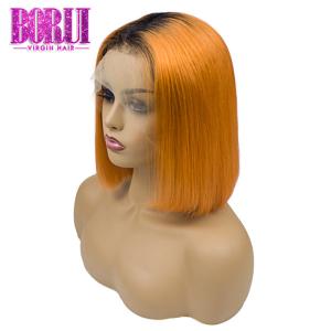 Wholesale Oringe Colored Bob Wigs Brazilian Short Straight 1b Human Hair Ombre 13*4 from china suppliers