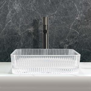 Wholesale Square Shape 1 Hole Glass Vessel Basins 12mm Thickness With Pop Up Drain from china suppliers