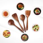 4pcs set eco-friendly Natural Teak Kitchen Wooden Utensils customized logo and