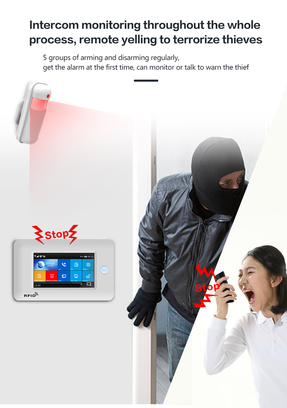 4.3 TFT Touch Tuya Pir Sensor 433Mhz Wifi Door And Window Sensor
