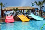 Customized 3 Riders Kids' Water Slides Aqua Park Equipment , Pink / Orange /