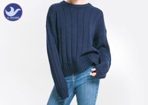 Wholesale Ribs Knitting Ladies Wool Jumpers Acrylic Blended Pullover Sweater Anti - Pilling from china suppliers