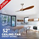 1stshine Dinning Room 52 Inch Ceiling Fan with Natural Wood Blades and without