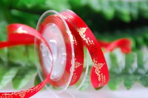 Wholesale 9 MM Double Side Satin Ribbon Luxury Custom Christmas Gold Printing Ribbon for Gifts Packaging from china suppliers