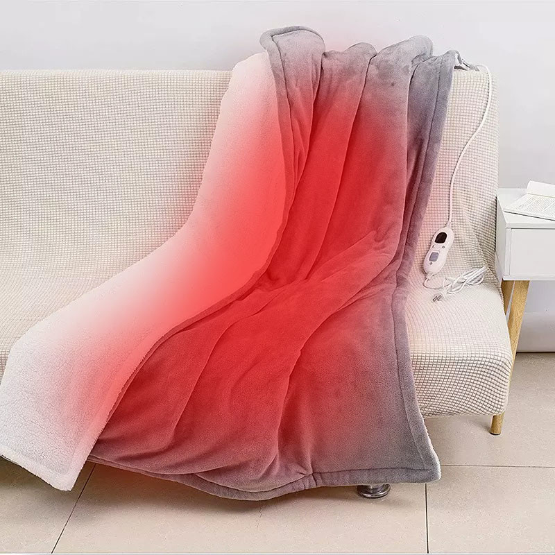ODM Battery Powered Heated Blanket Soft Fleece Portable USB Power Heating Throw Grey